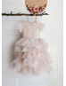 Lace Tulle Ruffled Sheer Back Flower Girl Dress